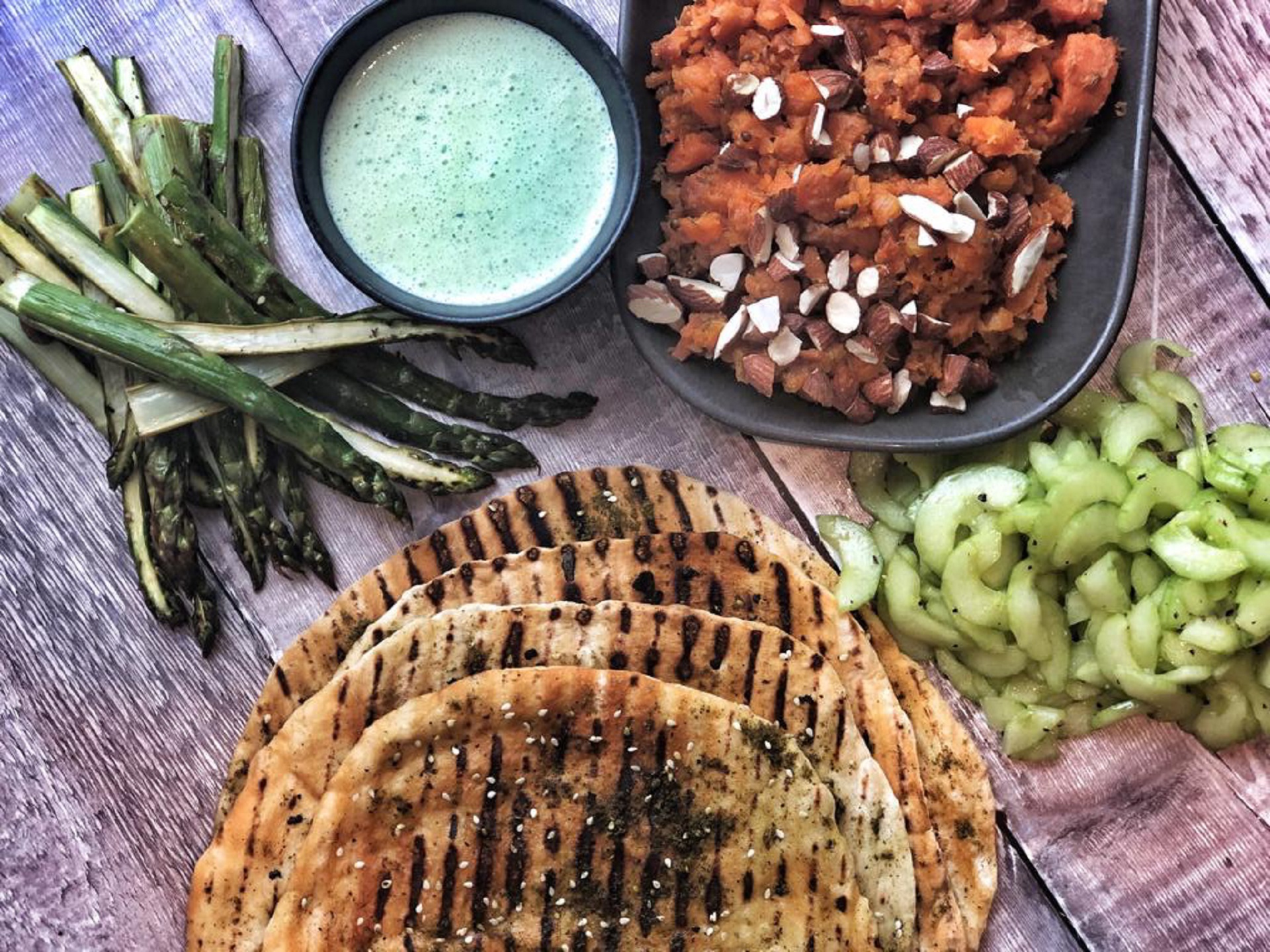 Roasted Carrot & Asparagus Shawarma